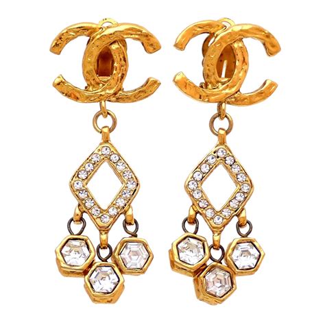 chanel dangle earring|authentic chanel logo earrings.